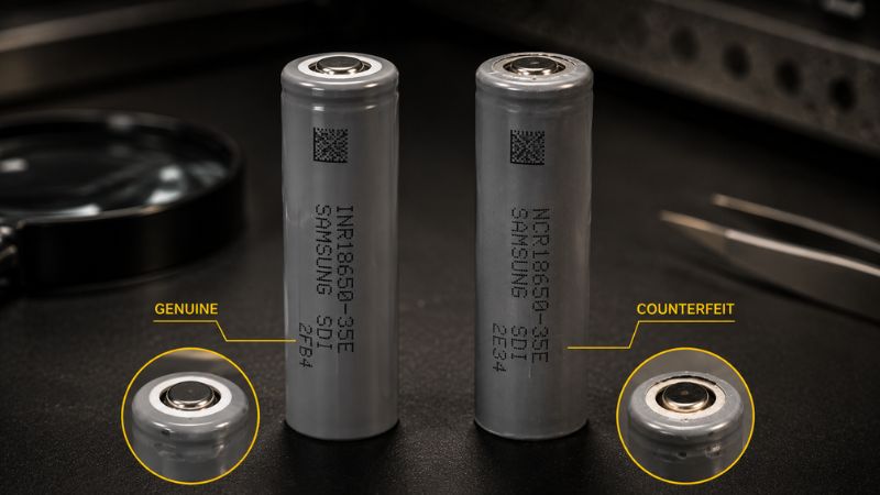 Bateríis 18650 originales vs falsas: comparación visual