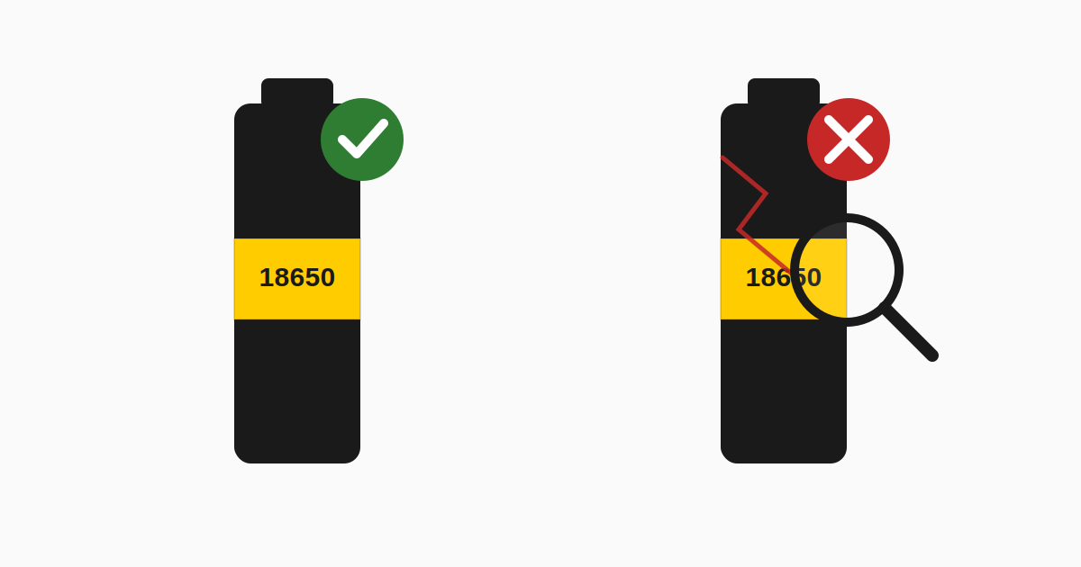Bateríis 18650 originales vs falsas: comparación visual